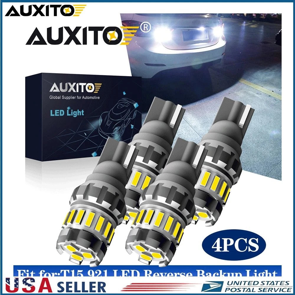 4X T15 921 LED Backup Reverse Light Bulb 2400LM Xenon White (Error Free)