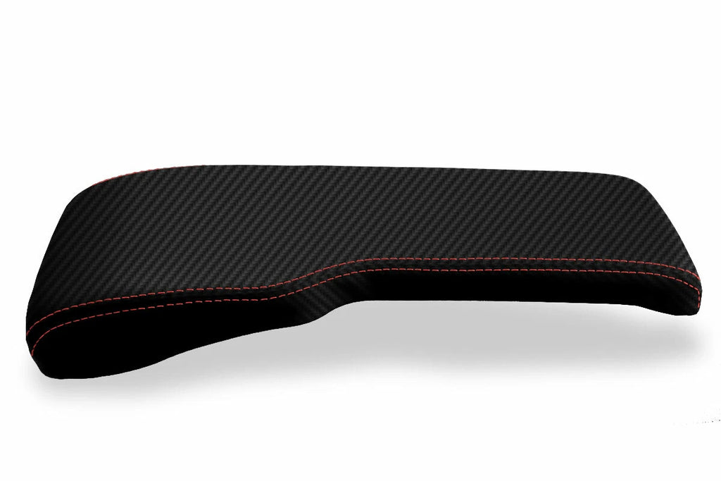 Console Lid Bench Seat Cover for Toyota Tacoma (2001–2004) Carbon Fiber Red Stitch
