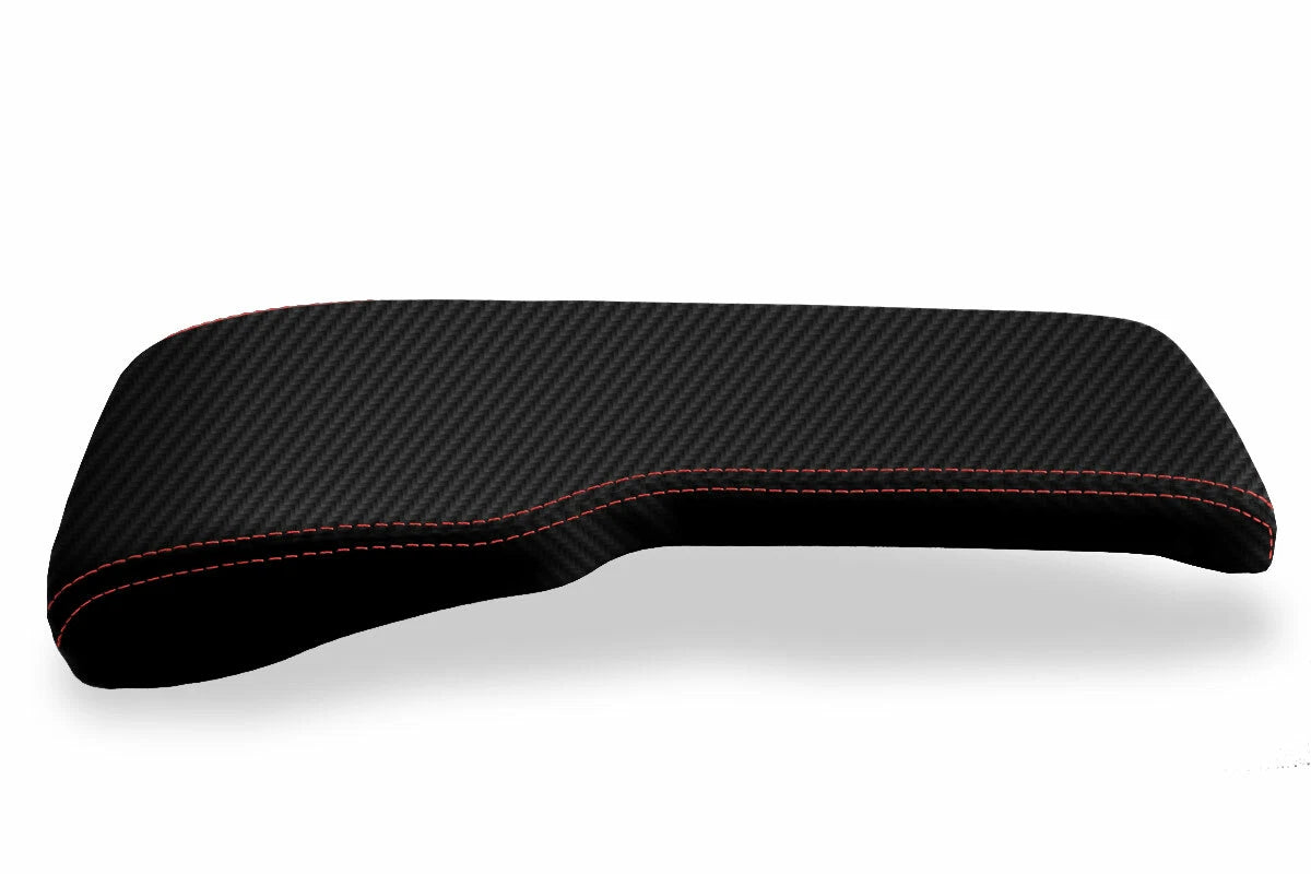 Console Lid Bench Seat Cover for Toyota Tacoma (2001–2004) Carbon Fiber Red Stitch