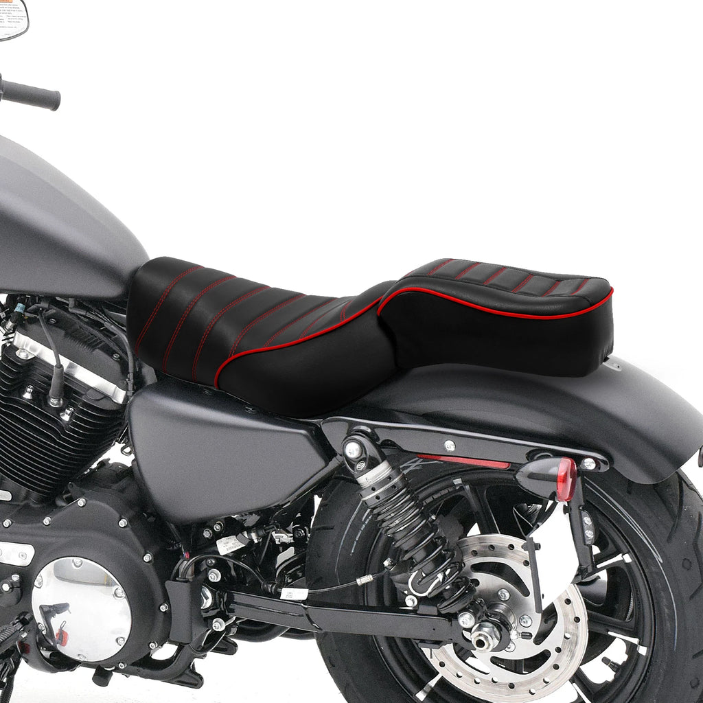 Driver Passenger Seat for Harley Sportster Iron 883 XL883N (2016–Present) Black Red