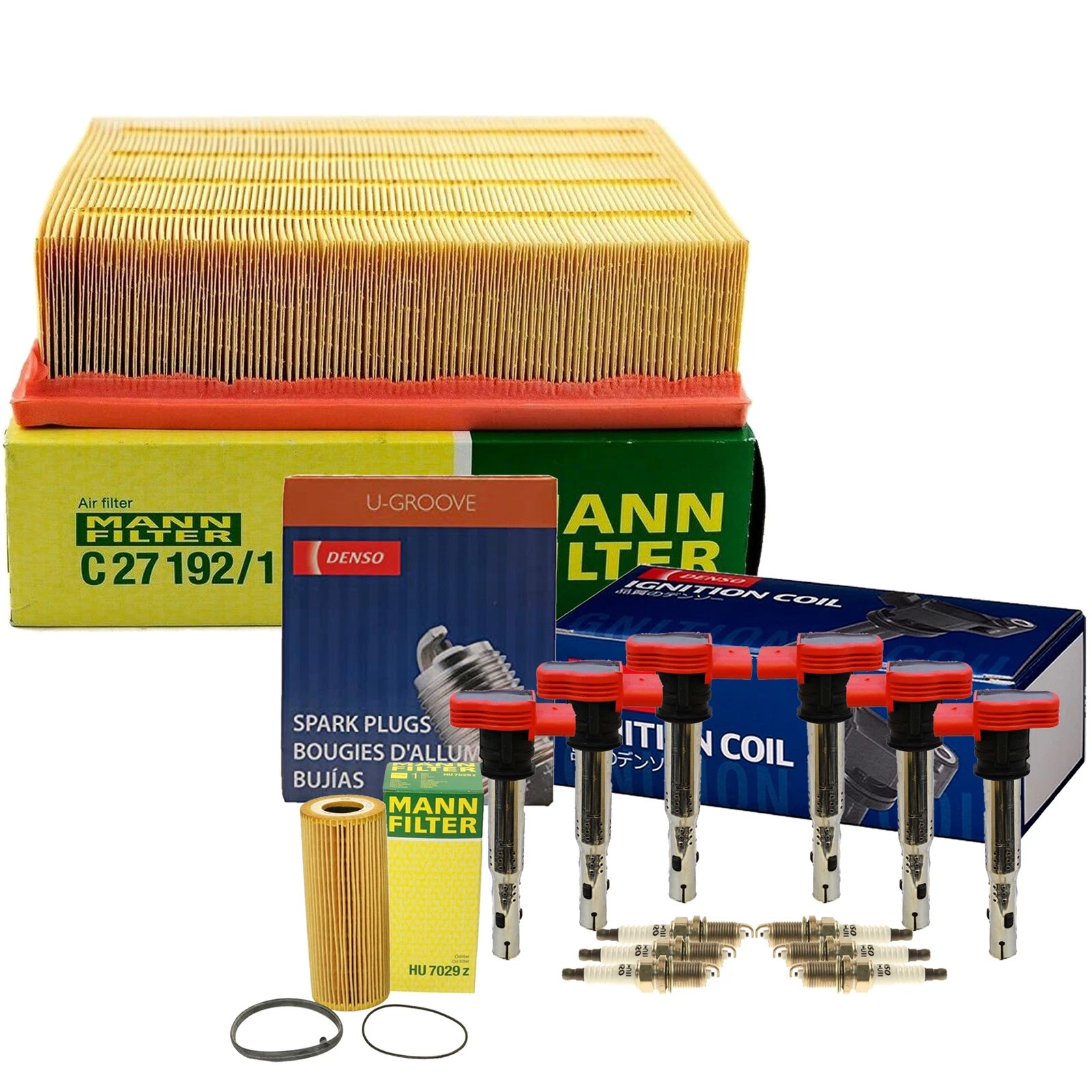 Set of 6 Mann Filters Denso U-Groove Spark Plugs for Audi 3.2 V6 (BKH)