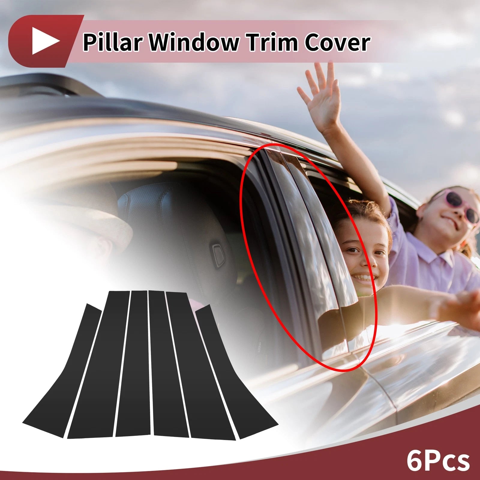 Set of 6 Door Pillar Window Trim for Volkswagen Polo Hatchback 