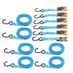 Set of 6 Heavy Duty 1 Inch Ratchet Straps 20ft with Hooks