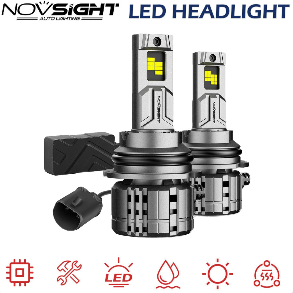 2X 9004 LED Headlight Bulbs for NOVSIGHT (6500K, 40000LM)
