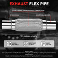 12" Double Braid Stainless Steel Flex Exhaust Pipe 2" OD (Custom Fit)
