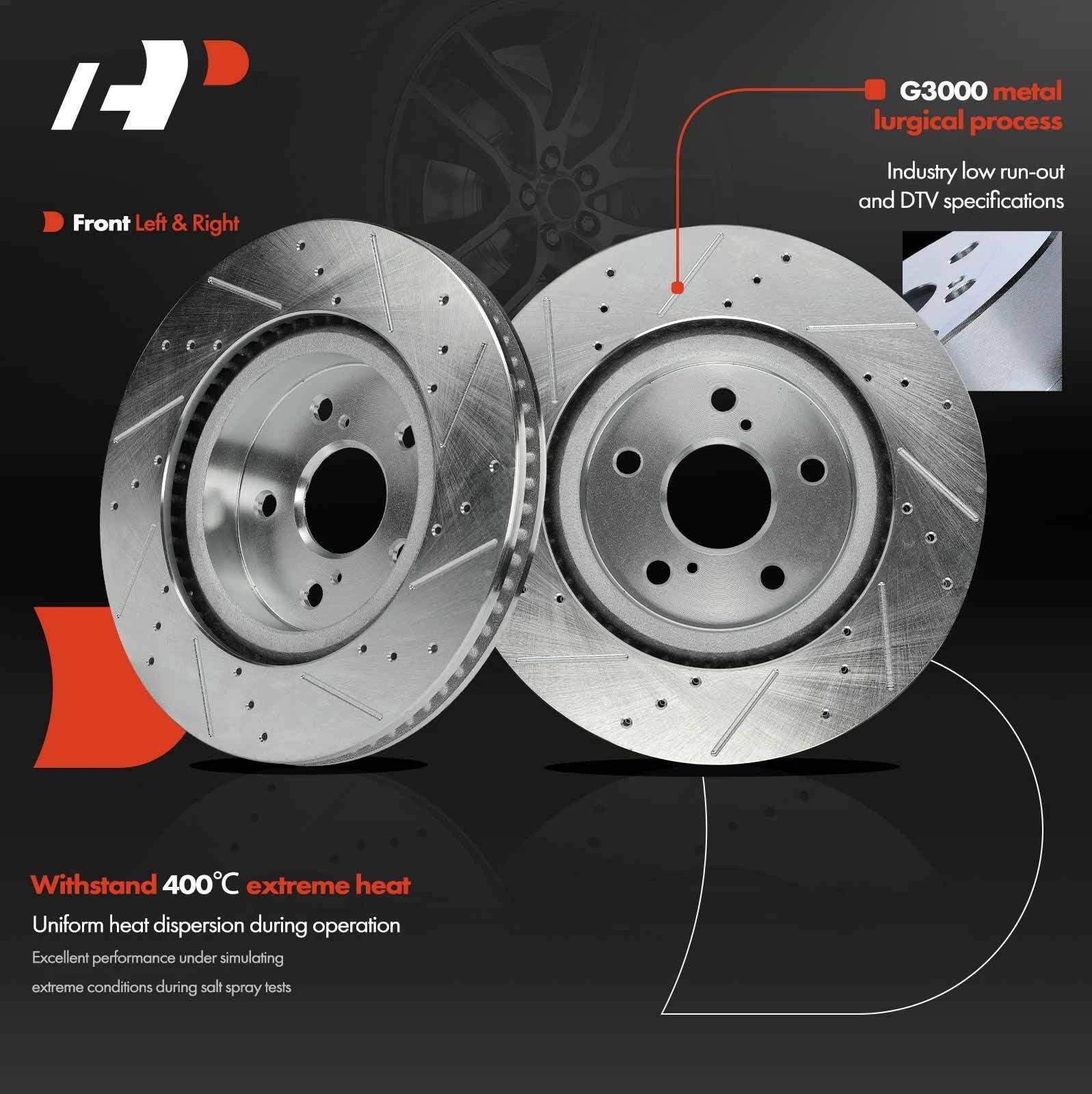 Drilled Brake Rotors Front & Rear for Toyota Camry 2018–2023 (4)