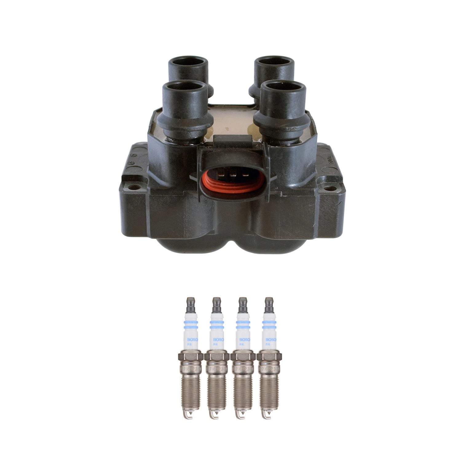 Denso Ignition Coil & Bosch Platinum Spark Plugs Kit for Ford Contour (1995–2000)