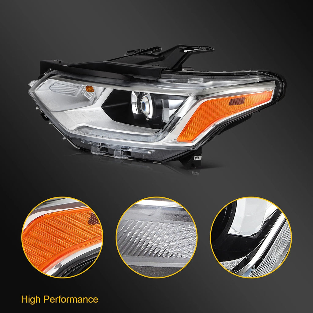 Driver Side Headlight for Chevrolet Traverse (2018–2021) Chrome Amber Projector
