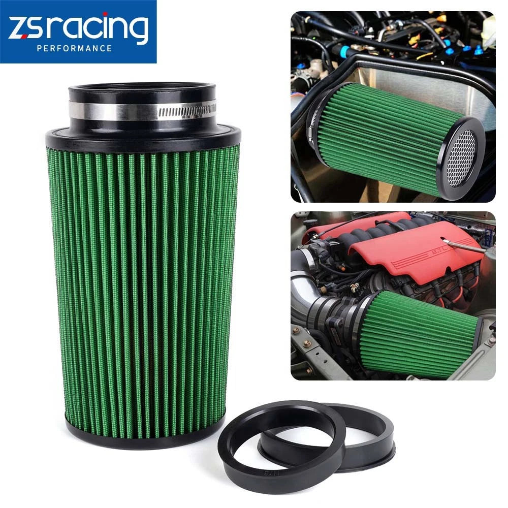 Cold Air Intake Air Filter for Green Performance (3", 3.5", 4", 10.5" Tall)