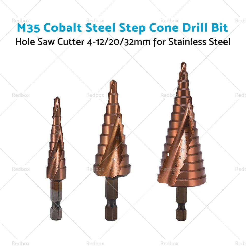 Cobalt Steel Step Cone Drill Bit Hole Cutter 4-32mm for Stainless Steel
