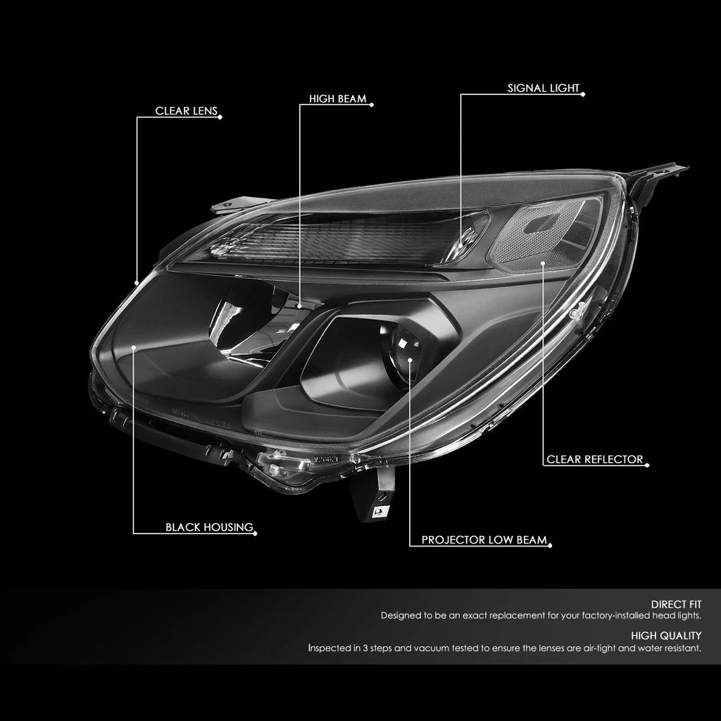 Projector Headlights for Chevy Equinox (2016–2017) Black Clear w/Turn Signal