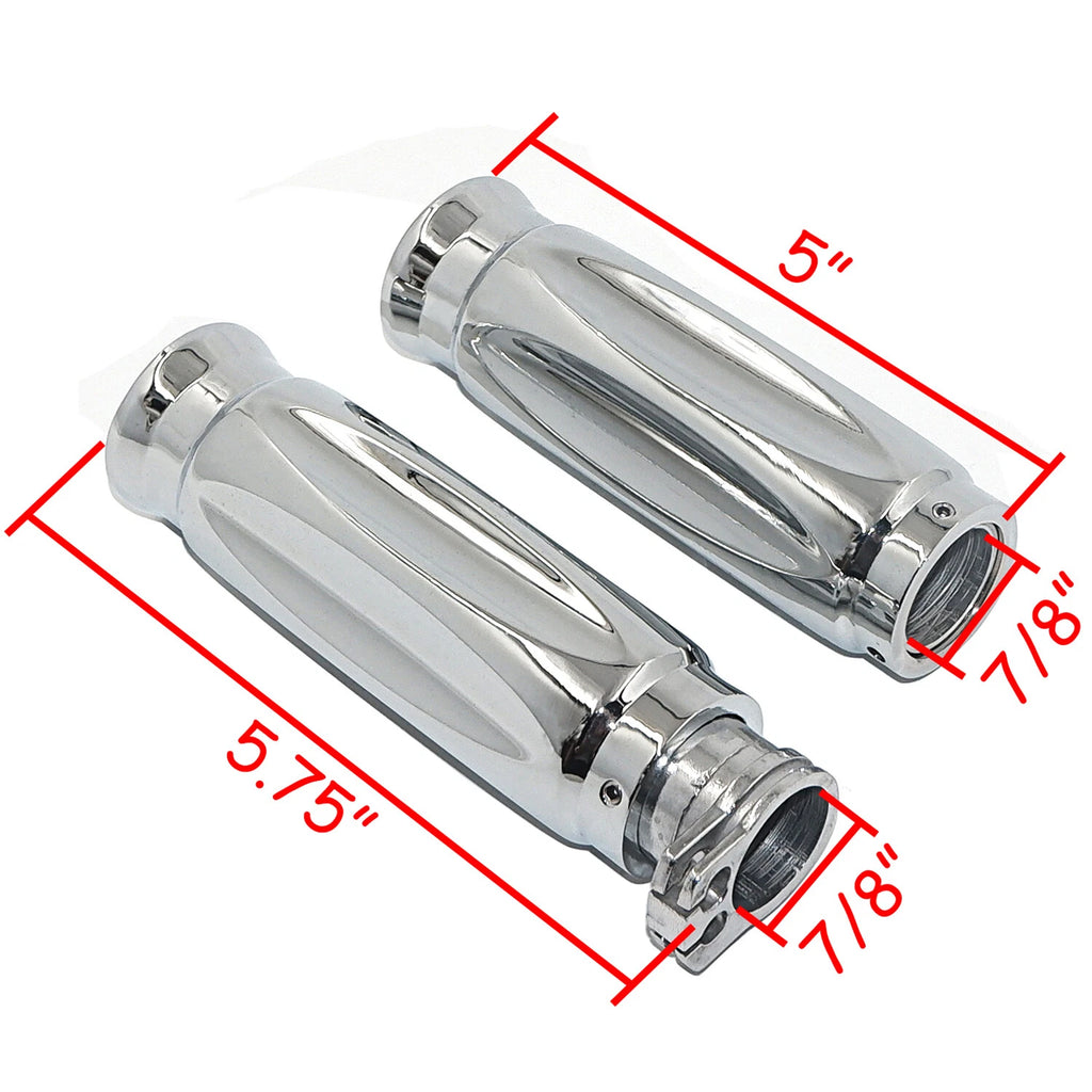 Custom Motorcycle Hand Grips for Sports Bikes 7/8" 22mm Chrome