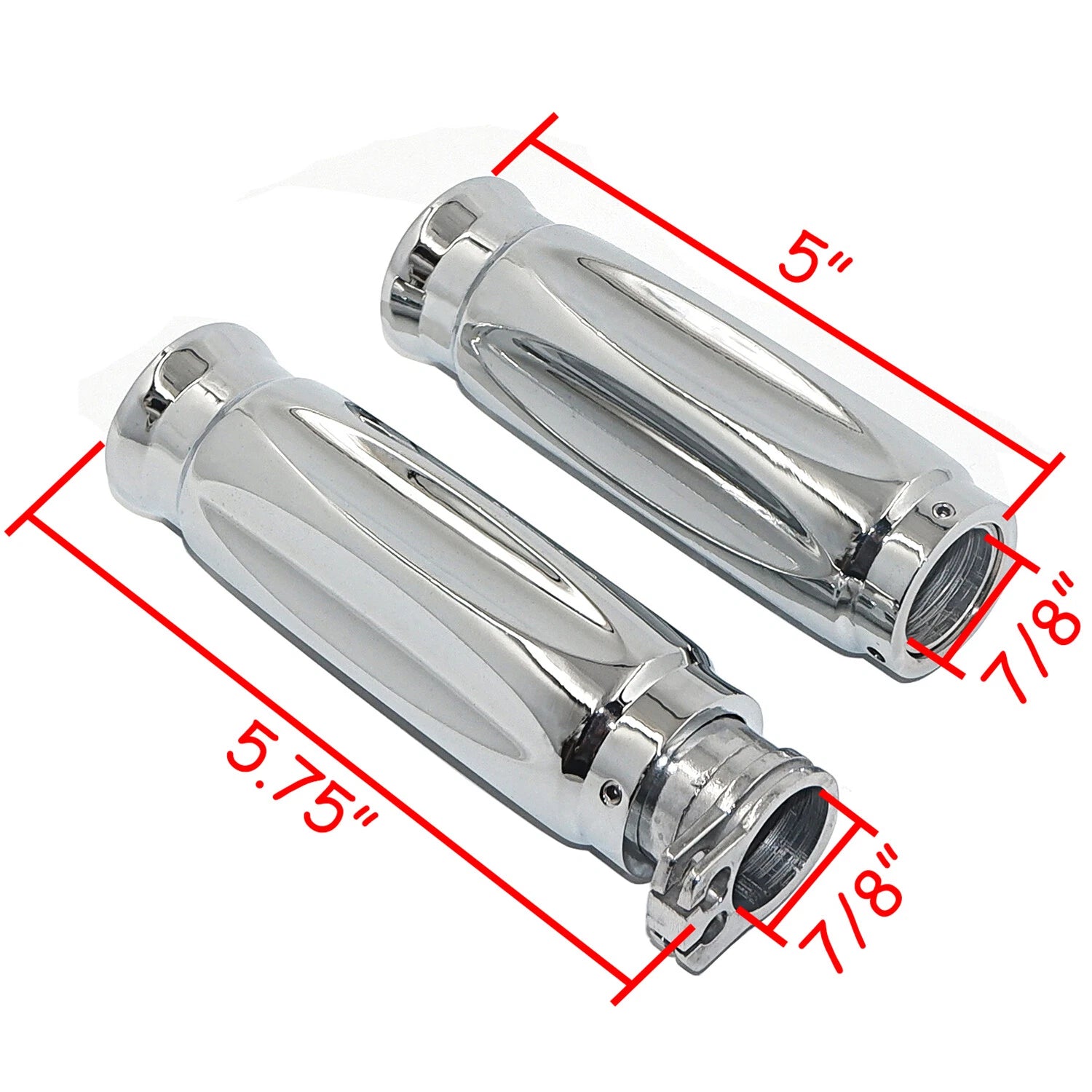 Custom Motorcycle Hand Grips for Sports Bikes 7/8" 22mm Chrome