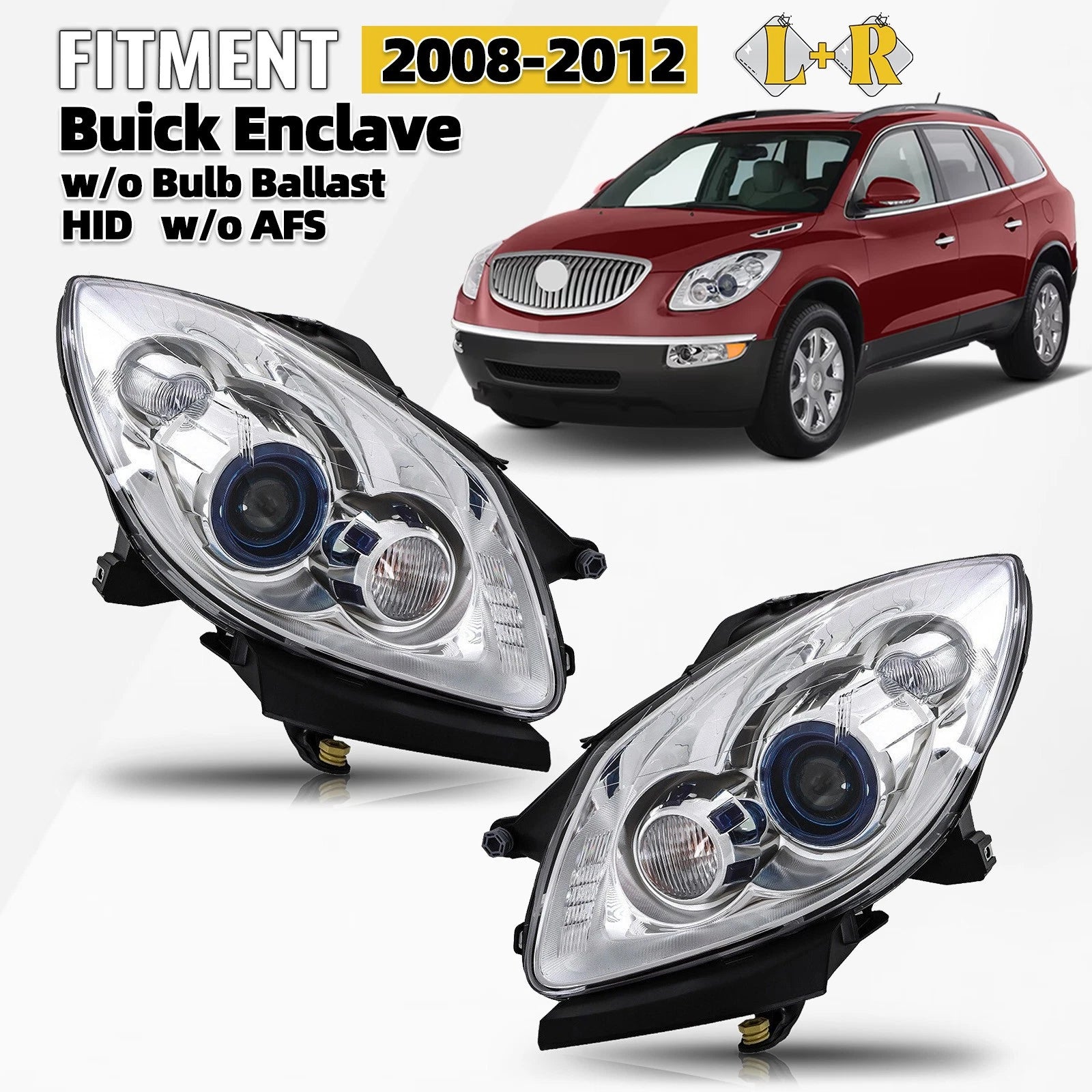 HID Headlight Set for Buick Enclave (2008–2012) Left + Right Pair