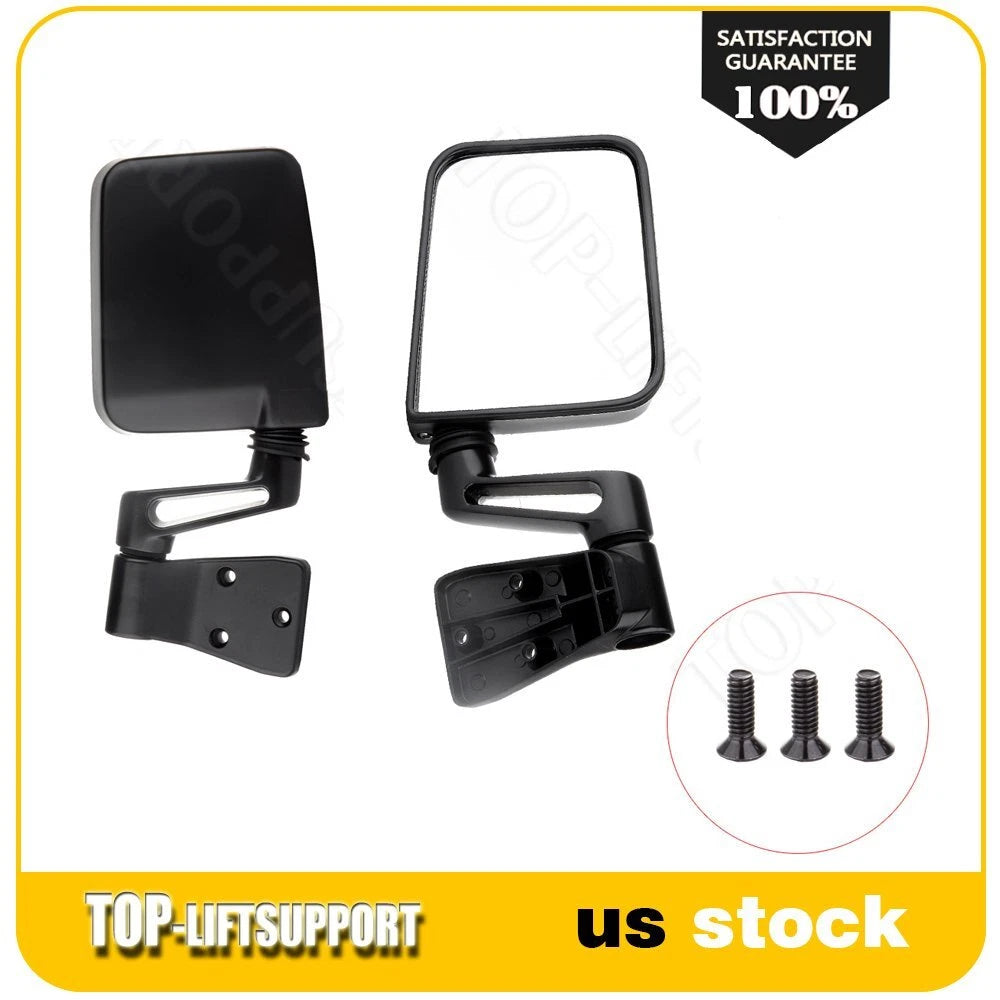 Set of 2 Black Manual Side View Door Mirrors for Jeep Wrangler (87–02)