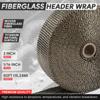 2" Wide Exhaust Header Wrap for Universal Applications (50Ft, 5PC Ties)