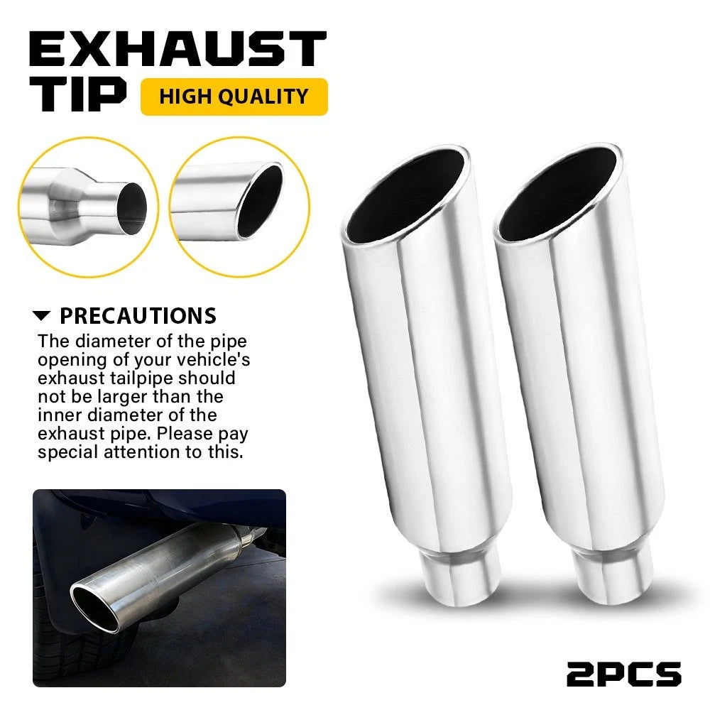 Pair Exhaust Tips for Universal Fit (2.5" Inlet, 4" Outlet, 18" Long)