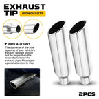 Pair Exhaust Tips for Universal Fit (2.5" Inlet, 4" Outlet, 18" Long)