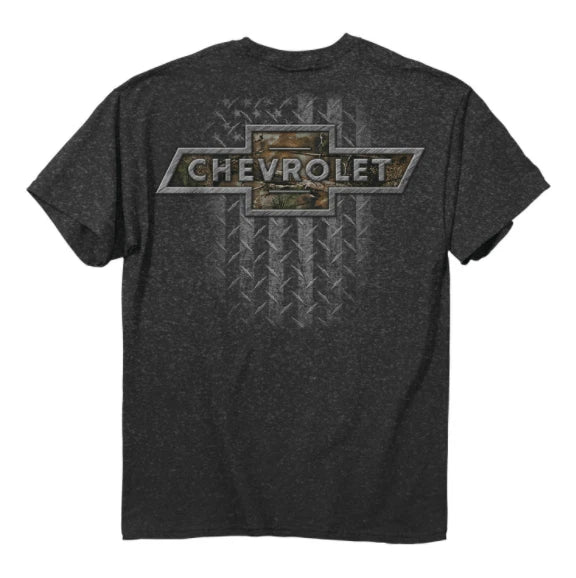 2XL-3XL Chevy T-Shirt Gray with Camo Bowtie Logo for Chevy (1996–2014)