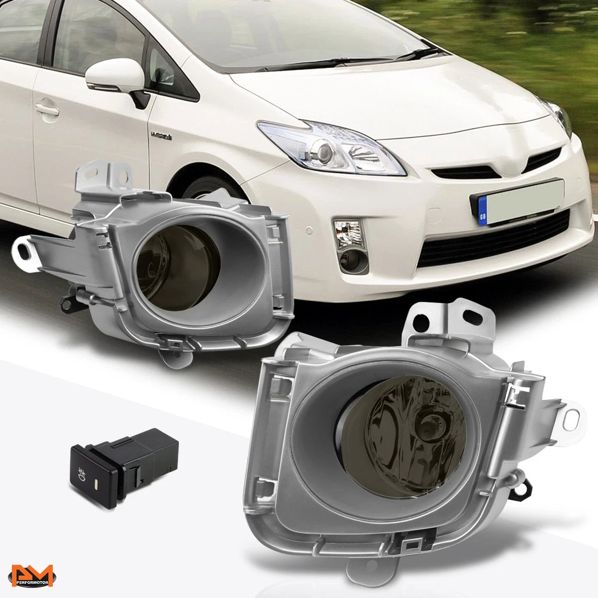 Smoked Lens Fog Lights for Toyota Prius (2010–2012) W/Switch, Bezel, Harness