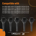 5Pcs Ignition Coils Kit for Volvo S60 S70 V70 XC70 (1999–2008) 91256010