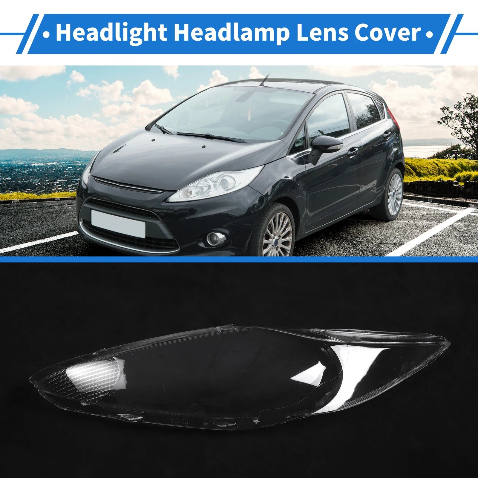 1 Pcs Headlight Lens Cover for Ford Fiesta (2009–2012) PC Clear