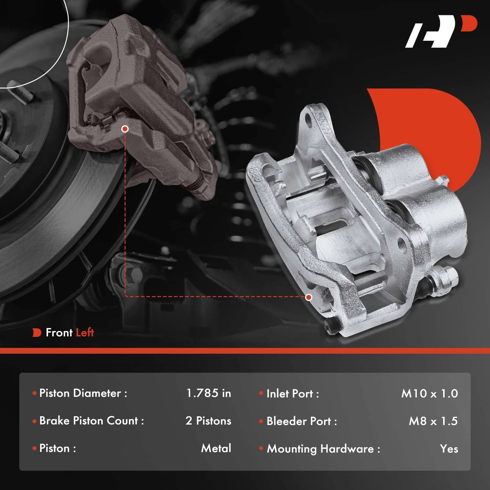 Front Left Brake Caliper with Bracket for Ford Edge, Lincoln MKX (2011-2014)