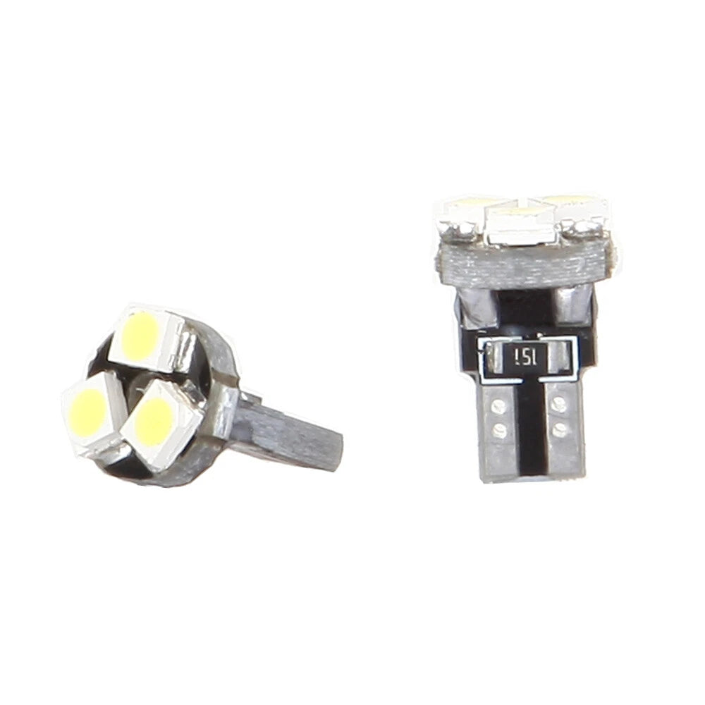 10Pcs White T5 Wedge 3-SMD LED Light Bulbs for Speedometer Gauge Cluster