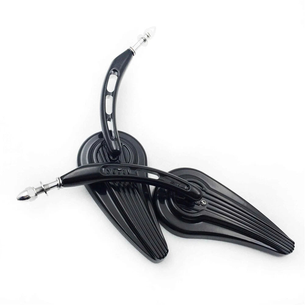 Black Raindrop Side Racing Mirrors for Harley Iron 883 1200 Custom Roadster (2009–2023)