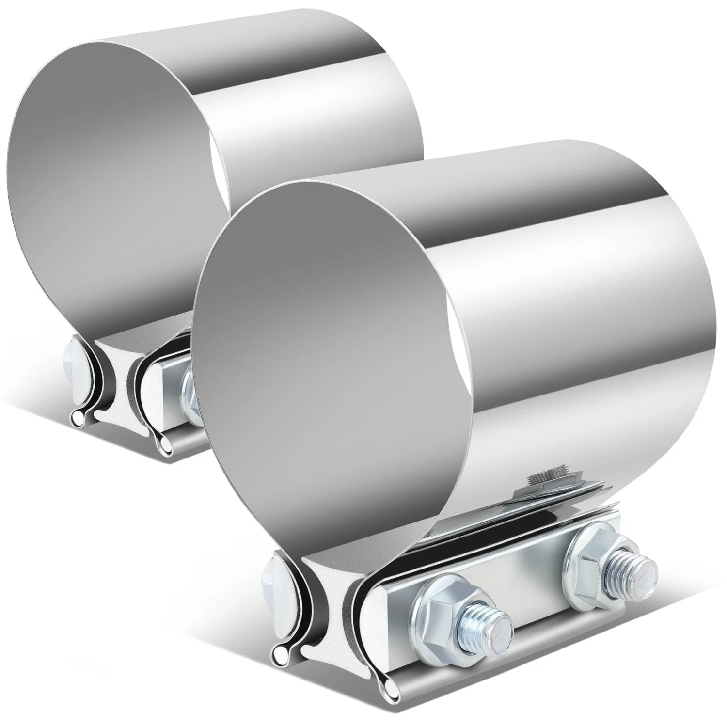 2X 3" OD Butt Joint Band Exhaust Clamp for Universal Muffler Pipe (304 Stainless)