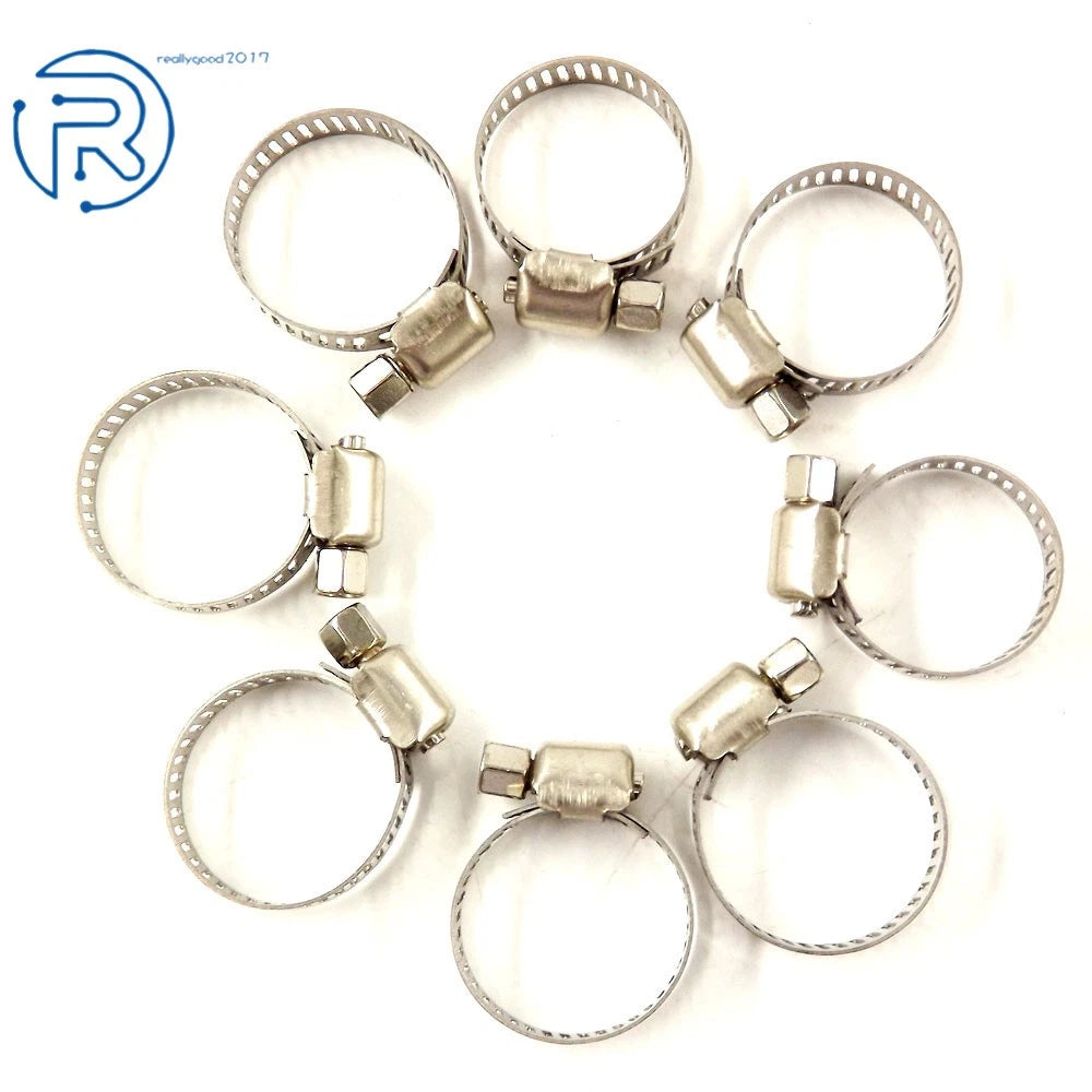 50Pcs Stainless Steel Adjustable Drive Hose Clamps for