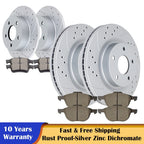 Set of 2 Slotted Rotors and Ceramic Brake Pads for Ford Focus (2012–2018)