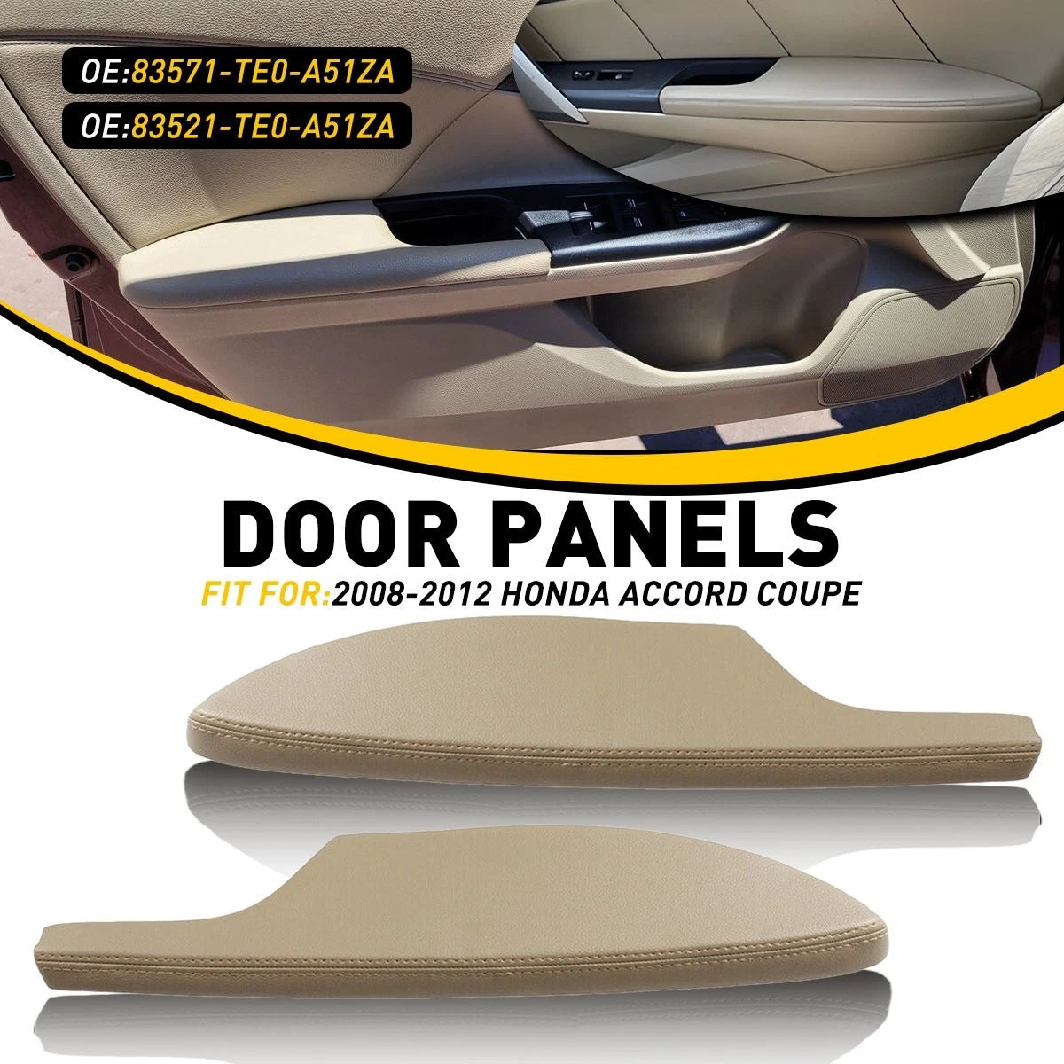 Pair of Door Armrest Panels for Honda Accord Coupe (2008–2012) 2PCS