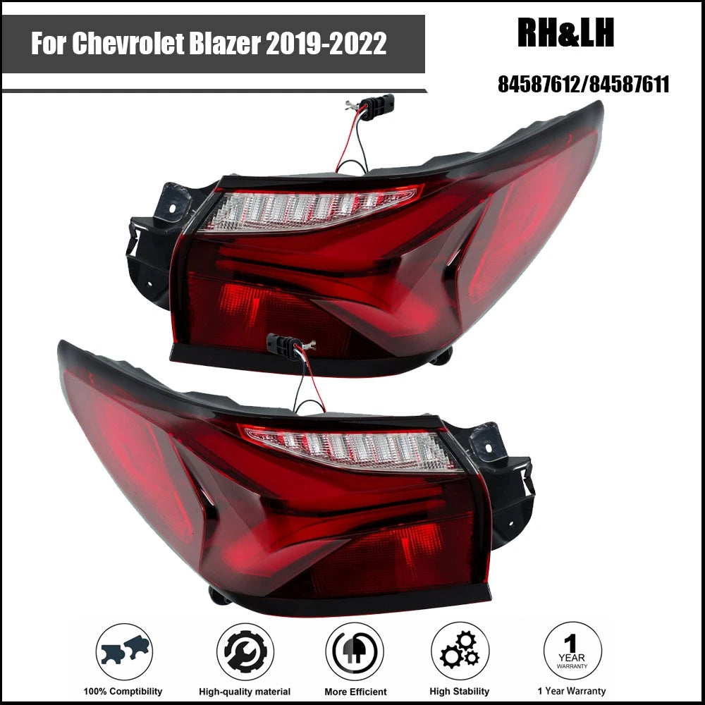 Set of 2 Black LED Tail Light Assemblies for Chevrolet Blazer (2019–2022)
