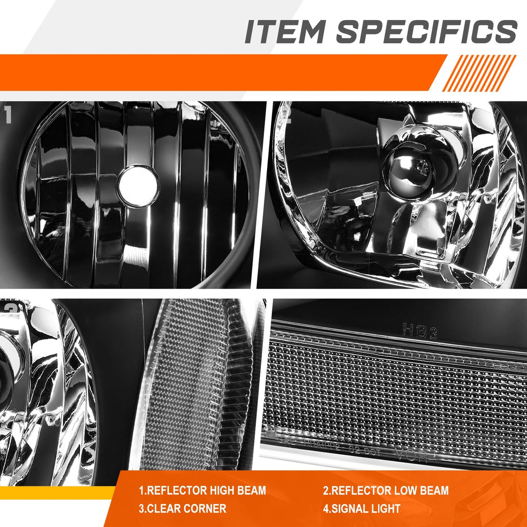 Headlight & Clear Side Corner Lamp for Jeep Grand Cherokee WJ (1999–2004)