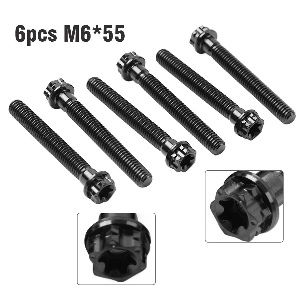 6pcs M6x55mm Titanium Torx Head Flange Screws for Motorcycle Bike