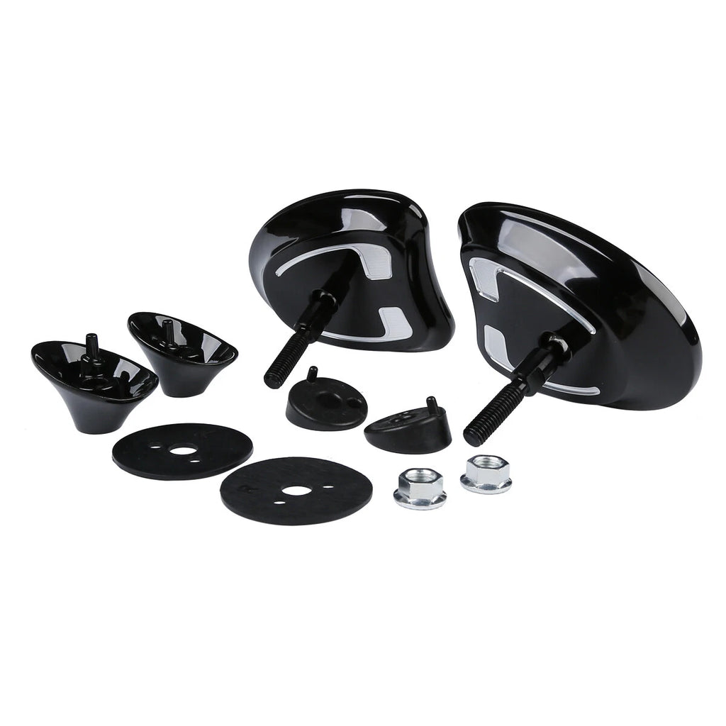 Black Tapered Fairing Mount Mirrors for Harley Touring FLHT FLHX (2014–2022)