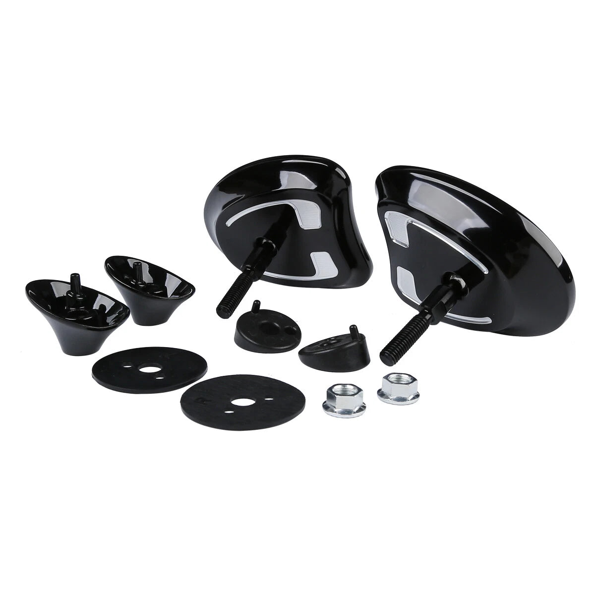 Black Tapered Fairing Mount Mirrors for Harley Touring FLHT FLHX (2014–2022)