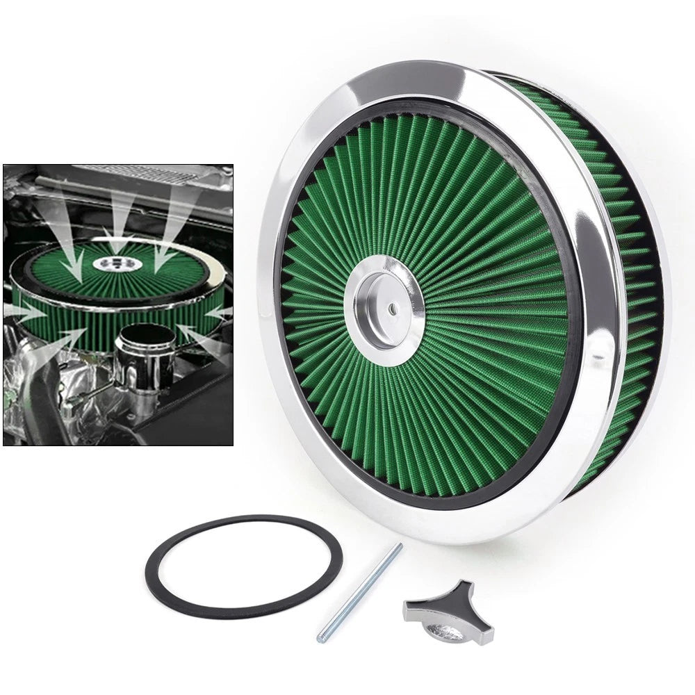 High Flow Air Cleaner with Chrome Lid for SBC BBC (14"x3")