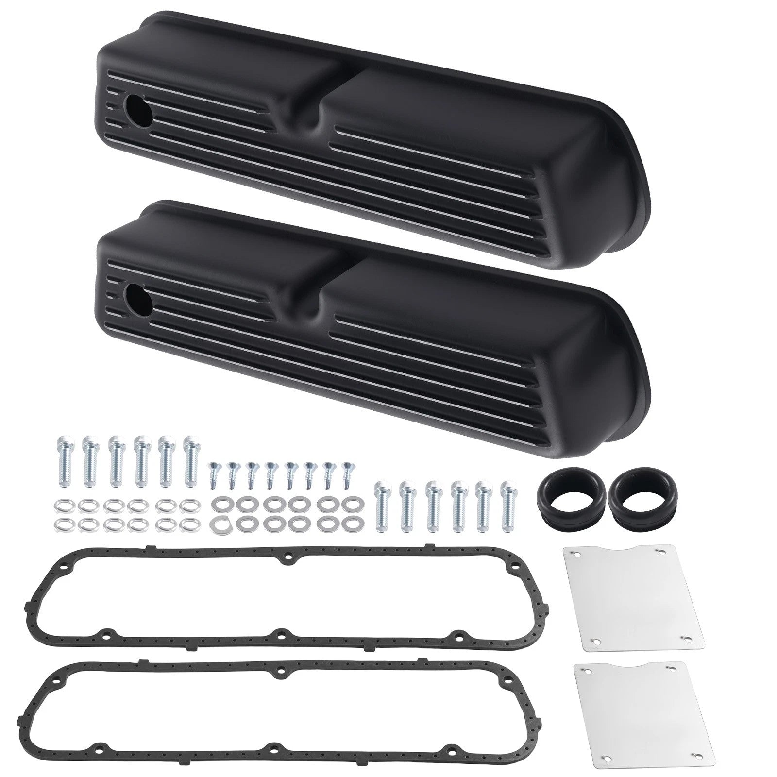 Black Aluminum Valve Covers for Ford 289 302 351W 5.0L V8 (1962–1985)