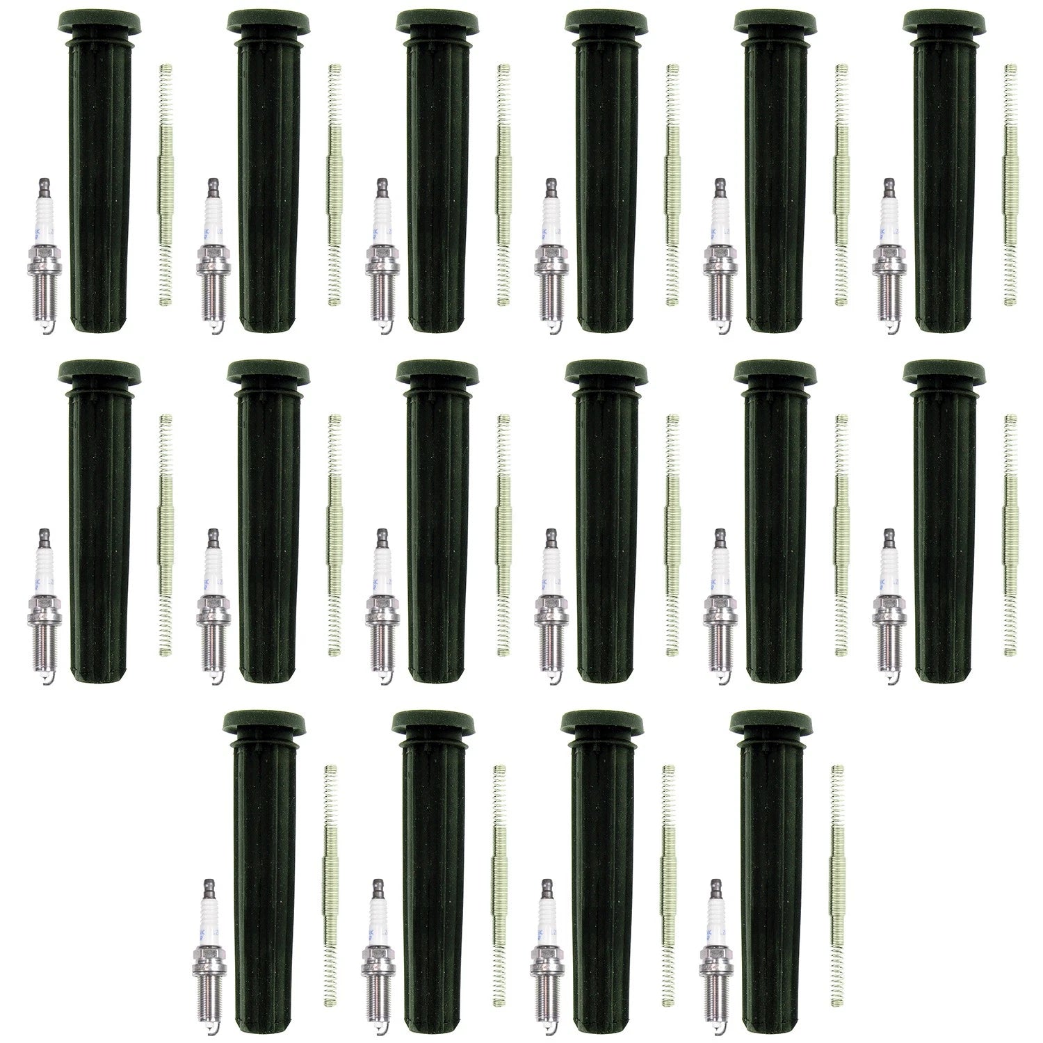 Set of 16 NGK Laser Iridium Spark Plugs & Coil Boots for Charger Grand Cherokee