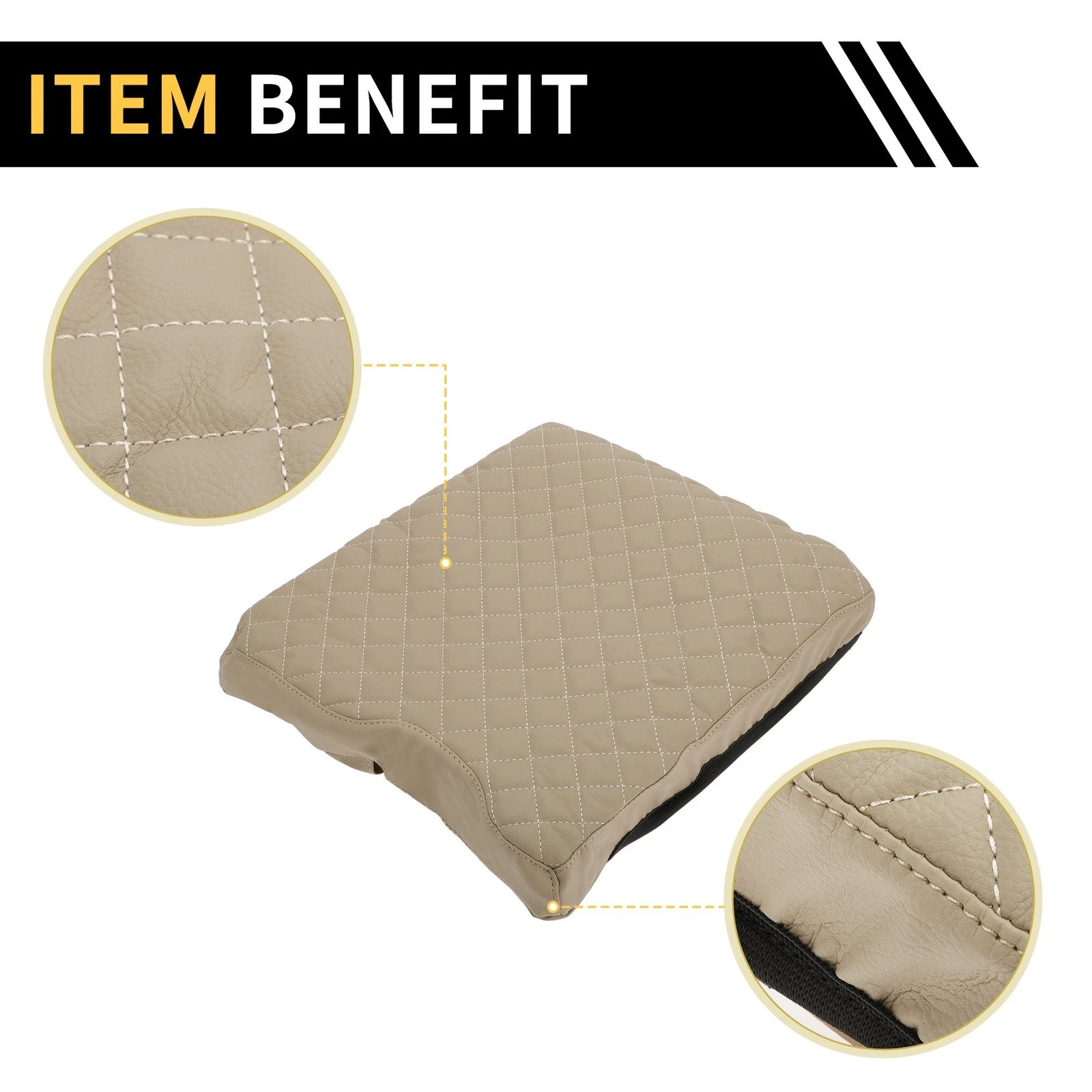 Center Console Cover for Ford F-150 (2015–2020) Microfiber Leather Beige