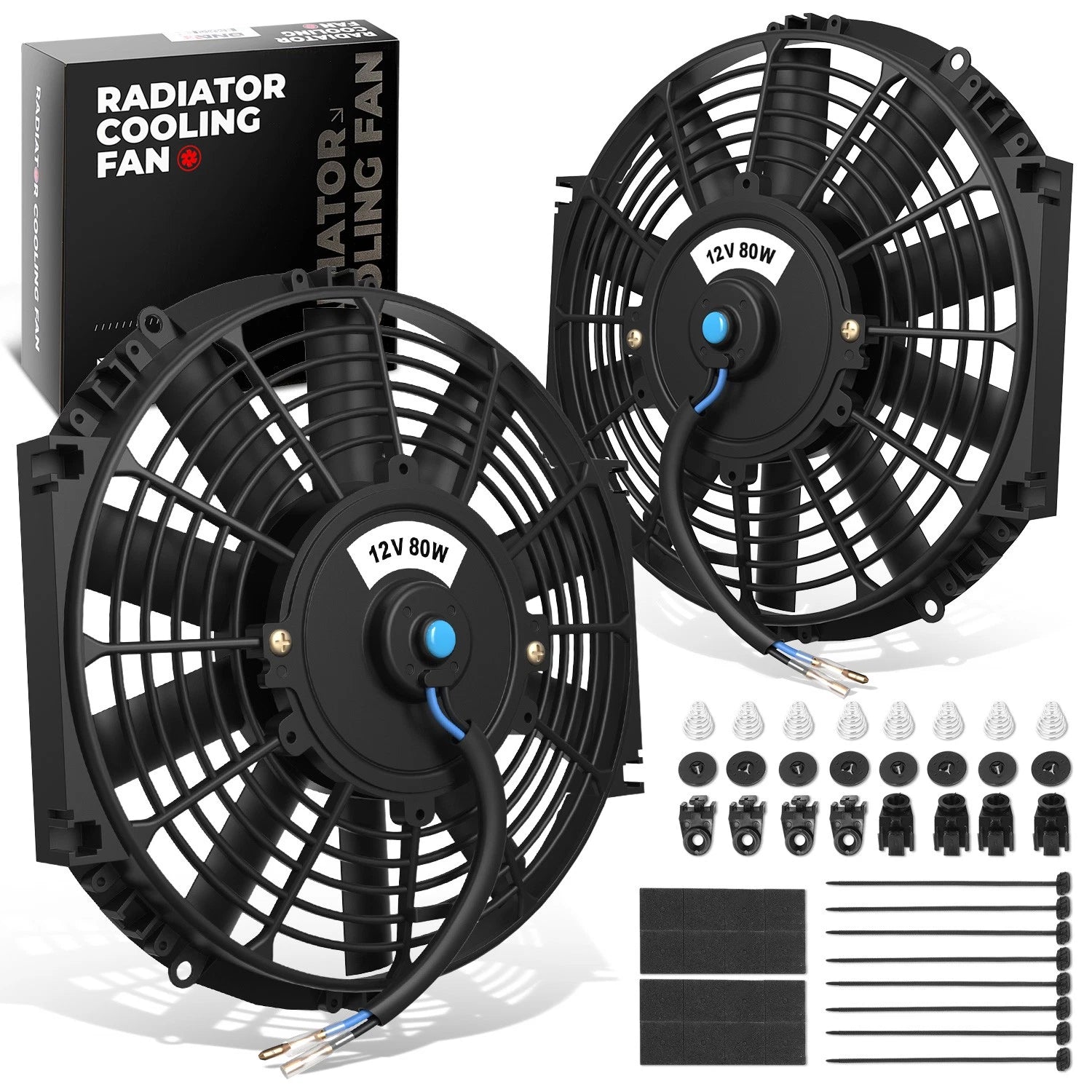 2X 12" 12 Volt Slim Electric Racing Radiator Fan for Universal