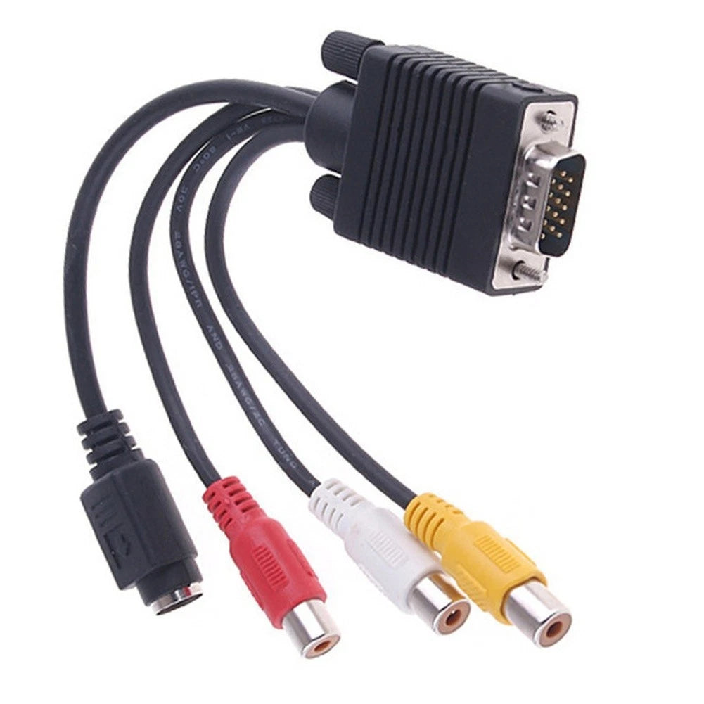 S-Video 4-Pin & RCA Female Adapter for VGA Male Input Port