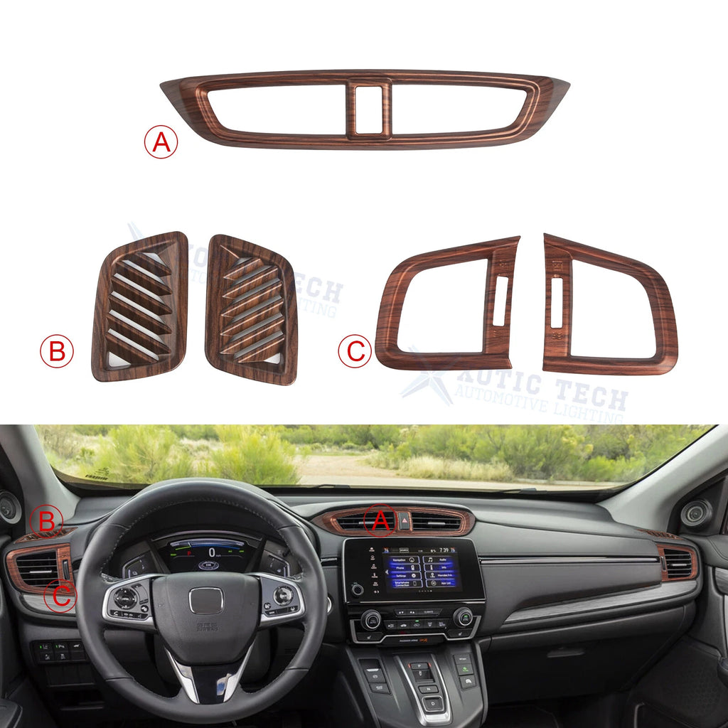 Peach Wood Look Inner Center Dash Side AC Vent Trim for Honda CR-V (2017–2022)