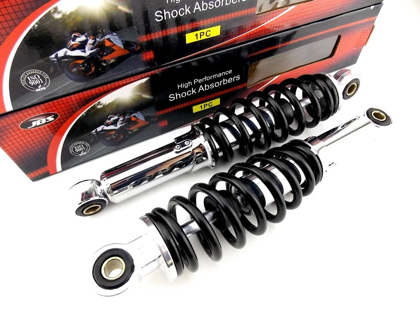 280mm JBS Black/Chrome Lowering Shock Absorbers for Yamaha SR250SE (77-85)
