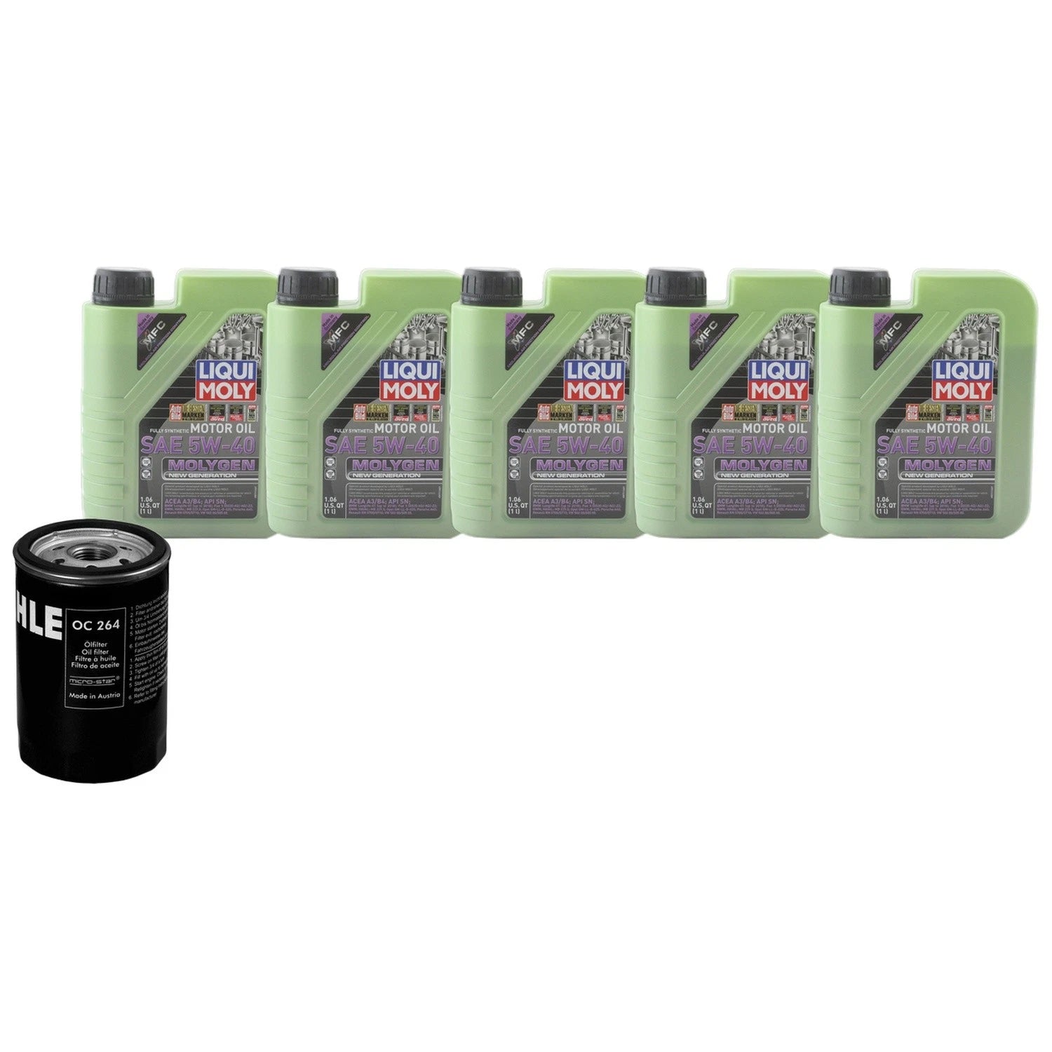 5L Liqui Moly Molygen NewGen 5W-40 Engine Oil Change Kit for Golf Jetta TT (2010–2023)