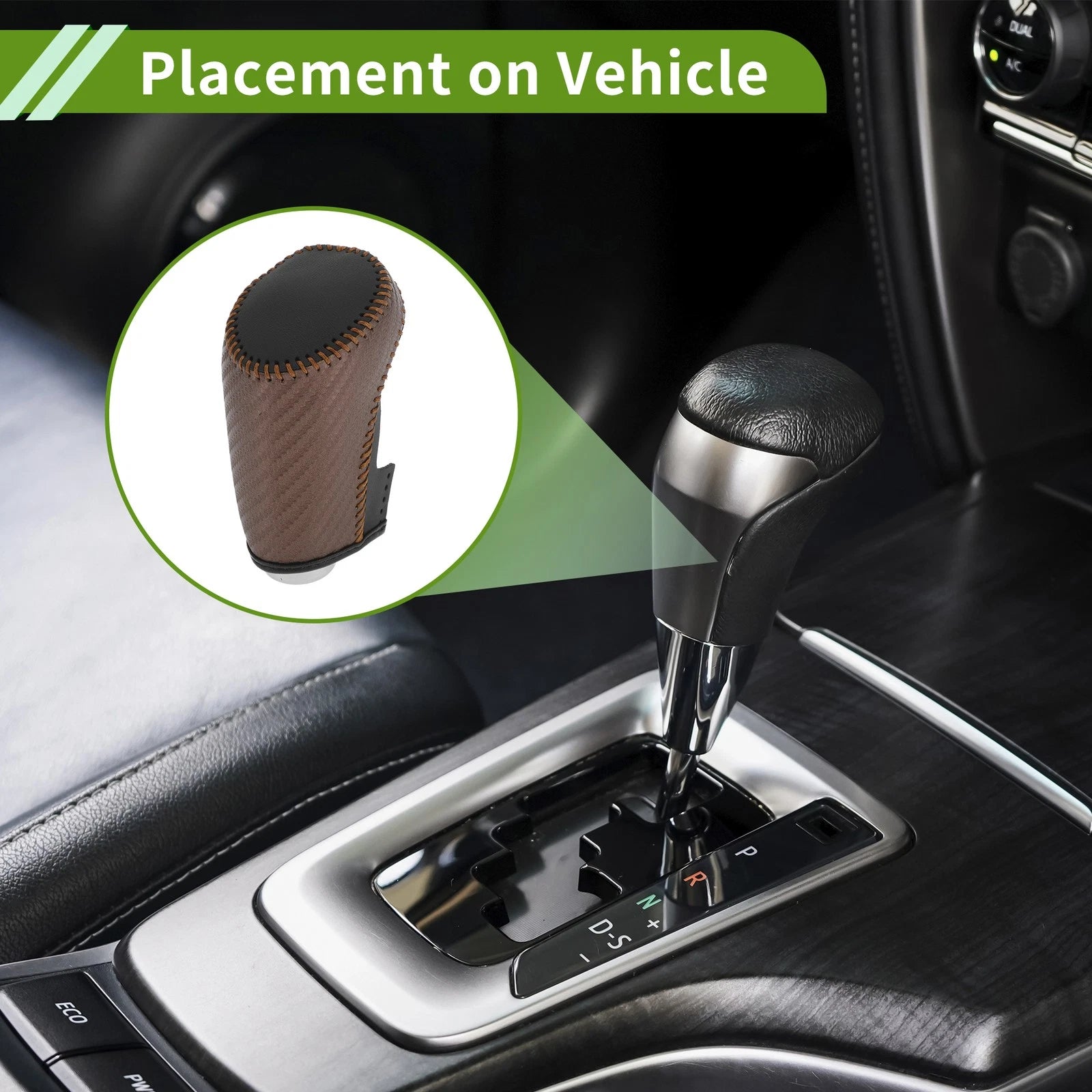 Gear Shift Knob Cover for Chevrolet Malibu (2016–2023) Brown Carbon Fiber