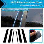 6X Black Window Trim Covers for Cadillac CTS (2008–2013) Sedan