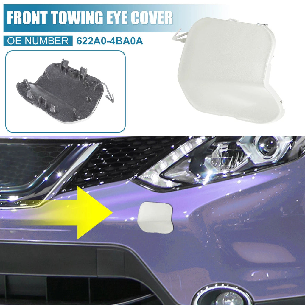 Front Bumper Tow Hook Cover 622A0-4BA0A for Nissan Rogue (2014–2016) White